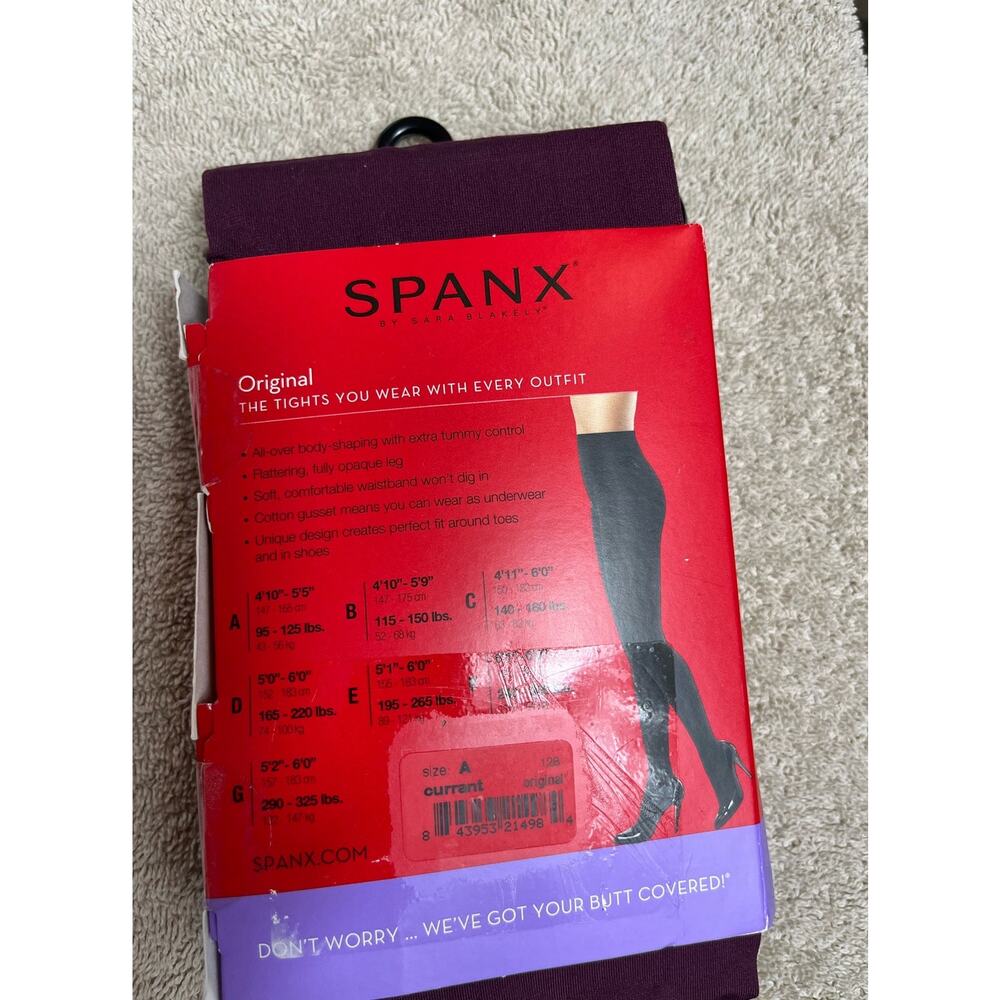 Spanx Tight End Tights Original Body Shaping Tights Size A Currant Burgundy NEW - Picture 3 of 8